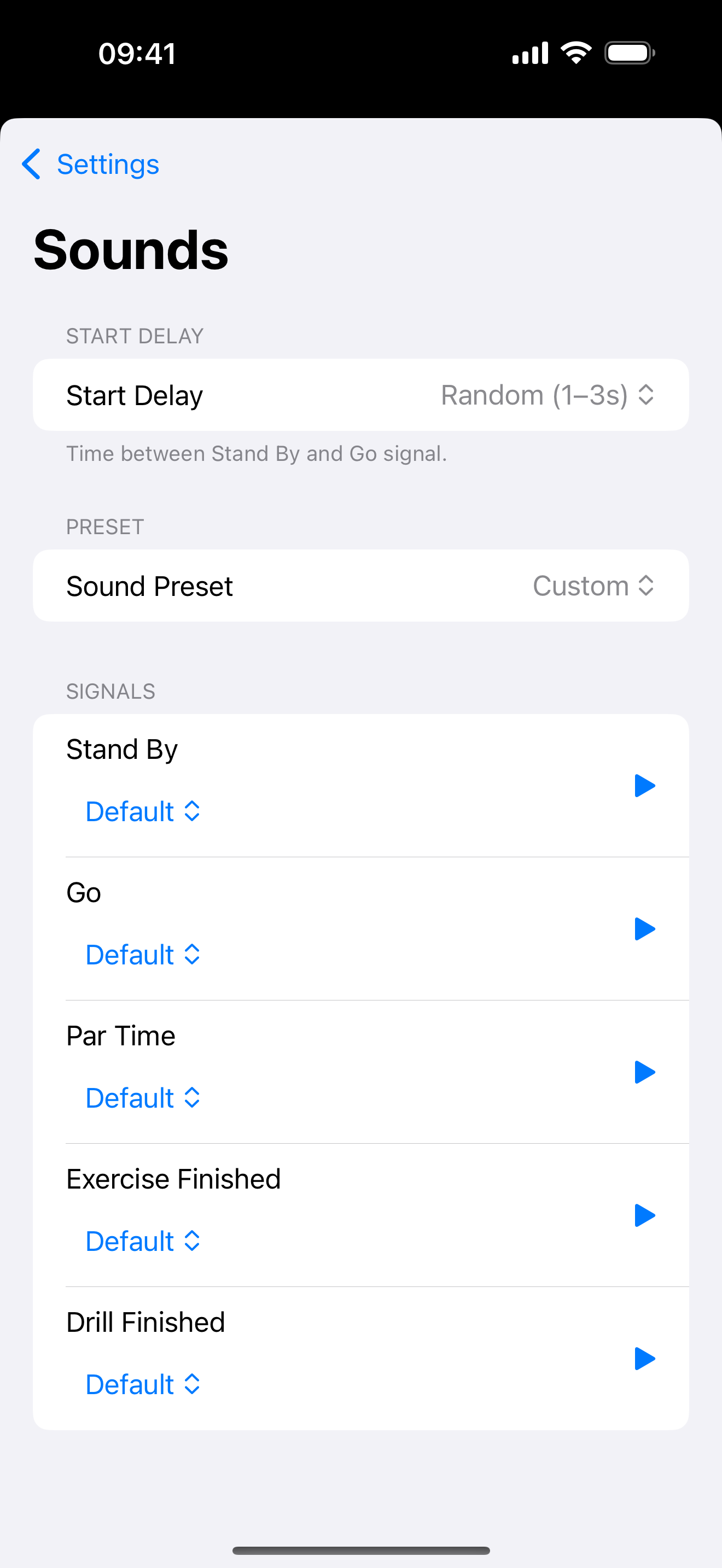 Custom sound signals